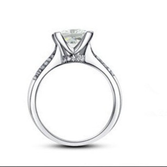 2Ct Princess Cut Half Sizes VVS 925 Silver Engagement Ring - Picture 15 of 15